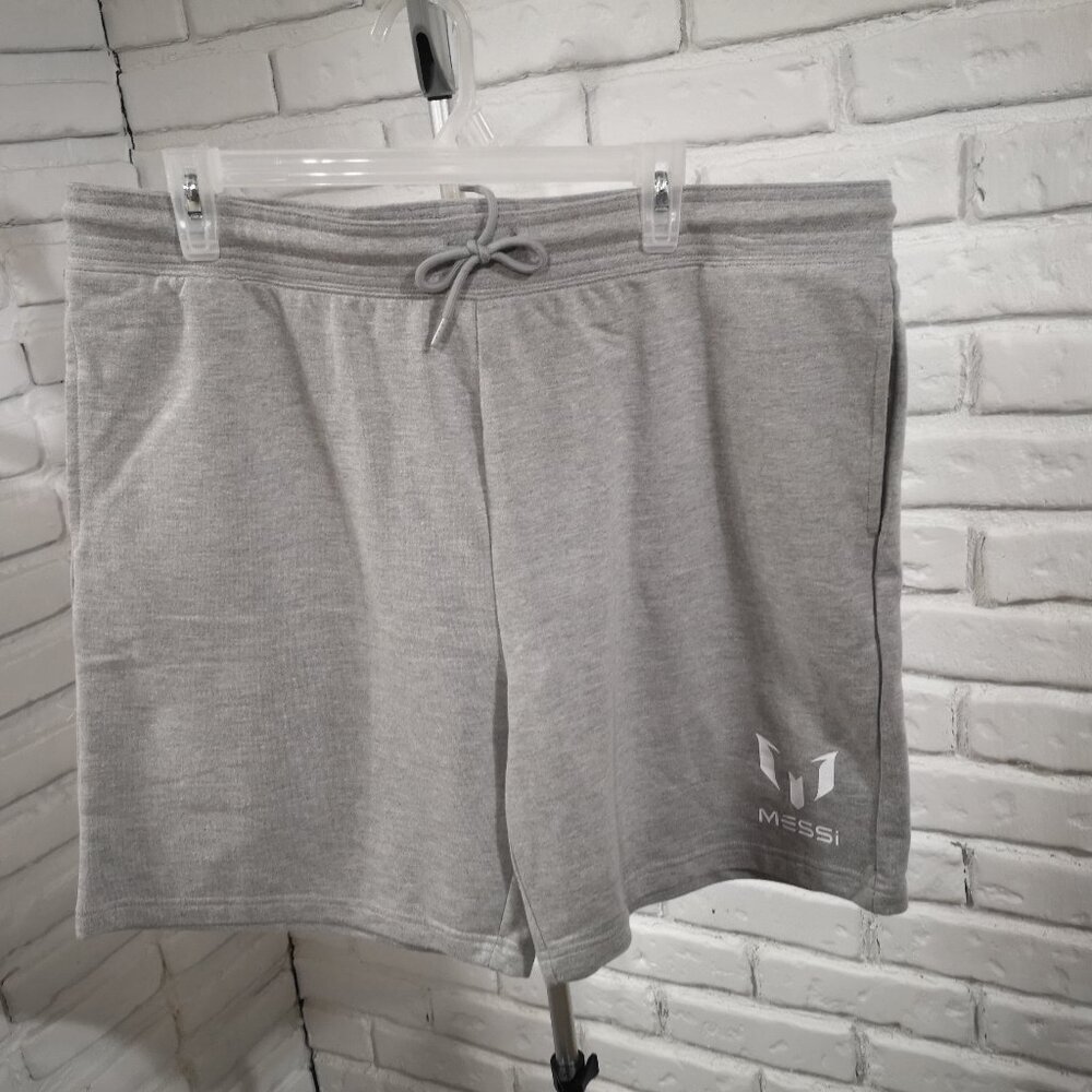 Messi Men's Size XL Heather Grey Tie Waist Straight Legs Shorts